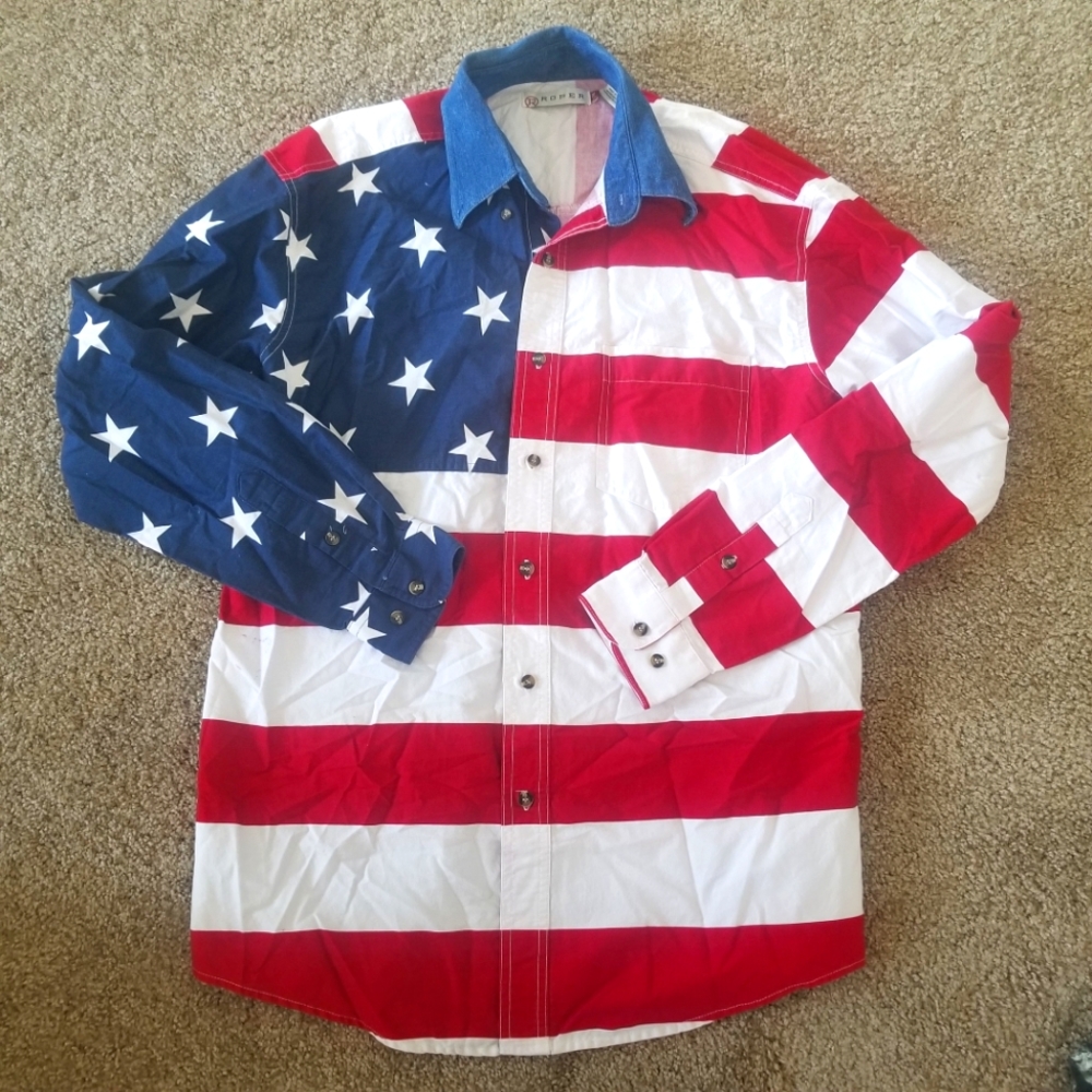 Vintage American Flag Rodeo Shirt